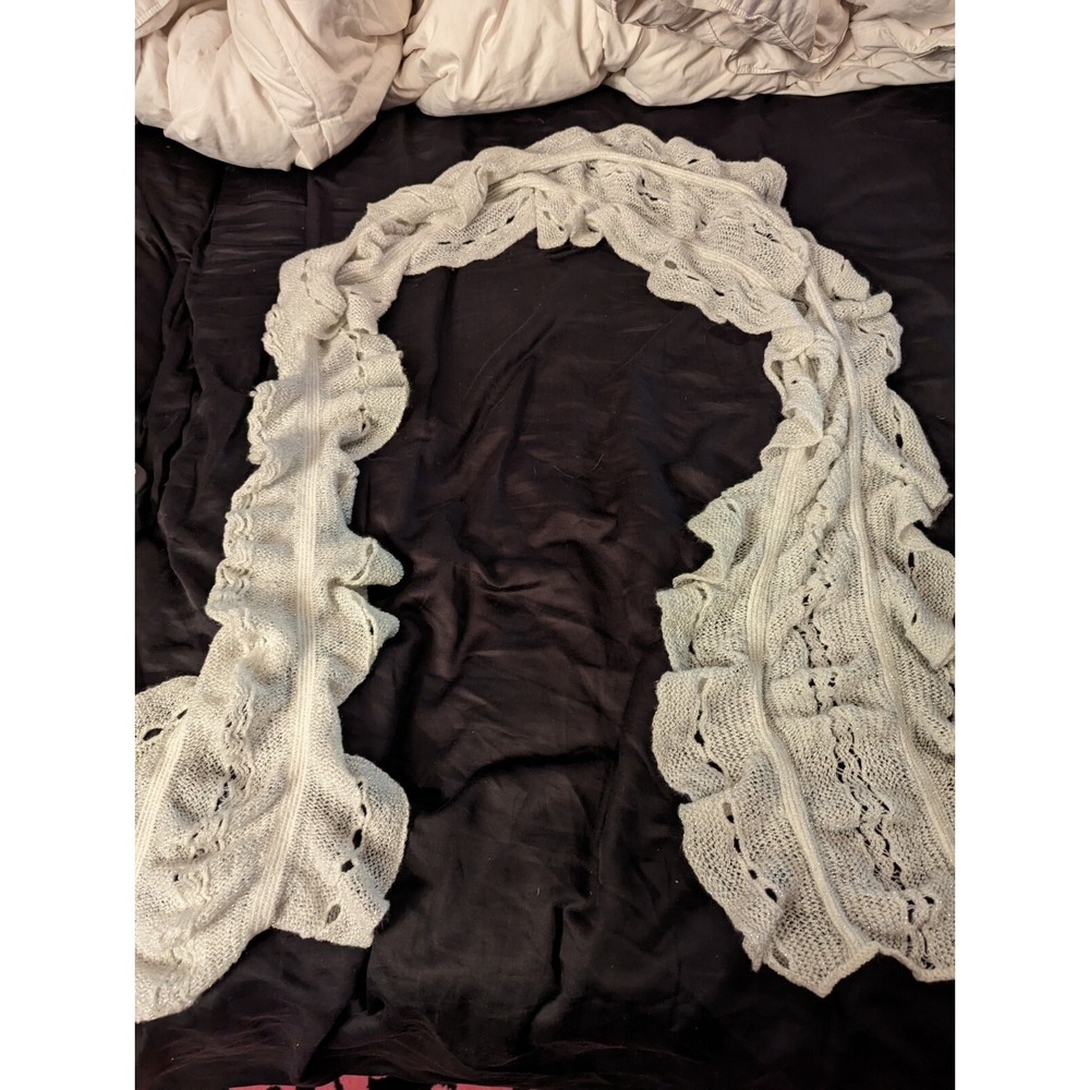 Collections 18 eighteen white‎ sparkle ruffle knit womens neck scarf 8" x 74"